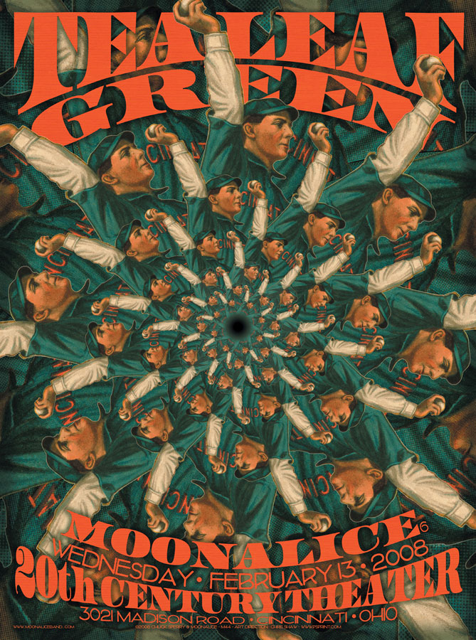 M44 › 2/13/08 20th Century Theater, Cincinnati, OH poster by Chuck Sperry with Tea Leaf Green