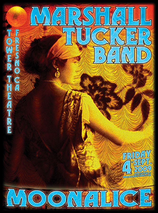 M208 › 9/4/09 Tower Theatre, Fresno, CA poster by Alexandra Fischer with Marshall Tucker Band