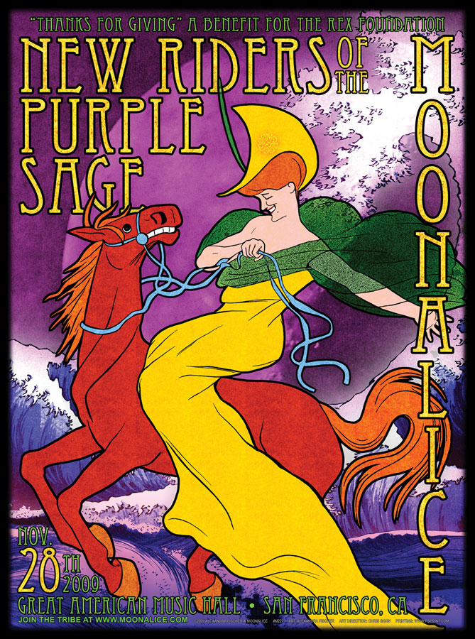 M227 › 11/28/09 Great American Music Hall, San Francisco, CA poster by Alexandra Fischer with New Riders of the Purple Sage