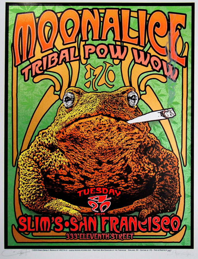 M274 › 4/20/10 420 Tribal Pow-Wow, Slim’s, San Francisco, CA silkscreen poster by Chris Shaw and Ron Donovan
