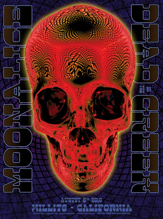M305 › 8/8/10 Dead on the Creek, Willits, CA poster by Chris Shaw (set of 2) red