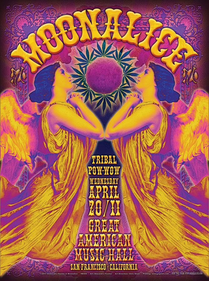 M366 › 4/20/11 Tribal Pow-Wow, Great Amer­i­can Music Hall, San Fran­cisco, CA poster by Alexan­dra Fischer