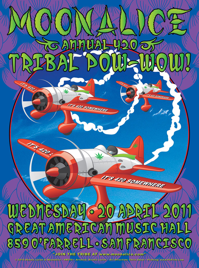 M359 › 4/20/11 Tribal Pow-Wow, Great Amer­i­can Music Hall, San Fran­cisco, CA poster by Den­nis Loren