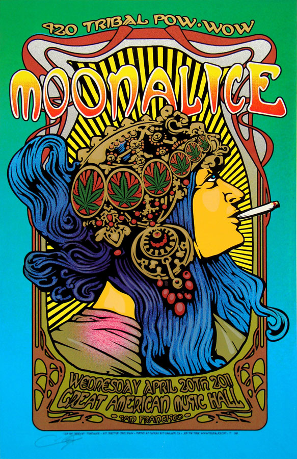 M368 › 4/20/11 Tribal Pow-Wow, Great Amer­i­can Music Hall, San Fran­cisco, CA silkscreen poster by Ron Donovan