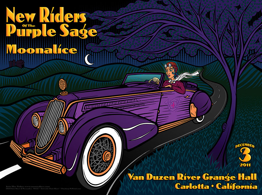 M433 › 12/3/11 Van Duzen River Grange Hall, Carlotta, CA poster by Chris Shaw with New Riders of the Purple Sage