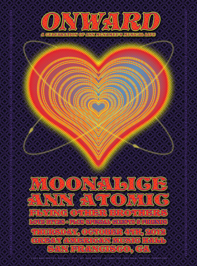 M525 › 10/4/12 Onward: A Celebration of Ann McNamee's Musical Life at Great American Music Hall, San Francisco, CA poster by Dave Hunter