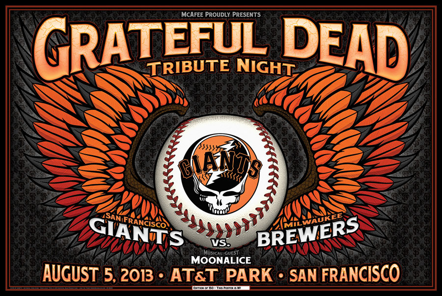 M623 › 8/05/13 Grateful Dead Tribute Night, AT&T Park, San Francisco, CA poster by Chris Shaw
