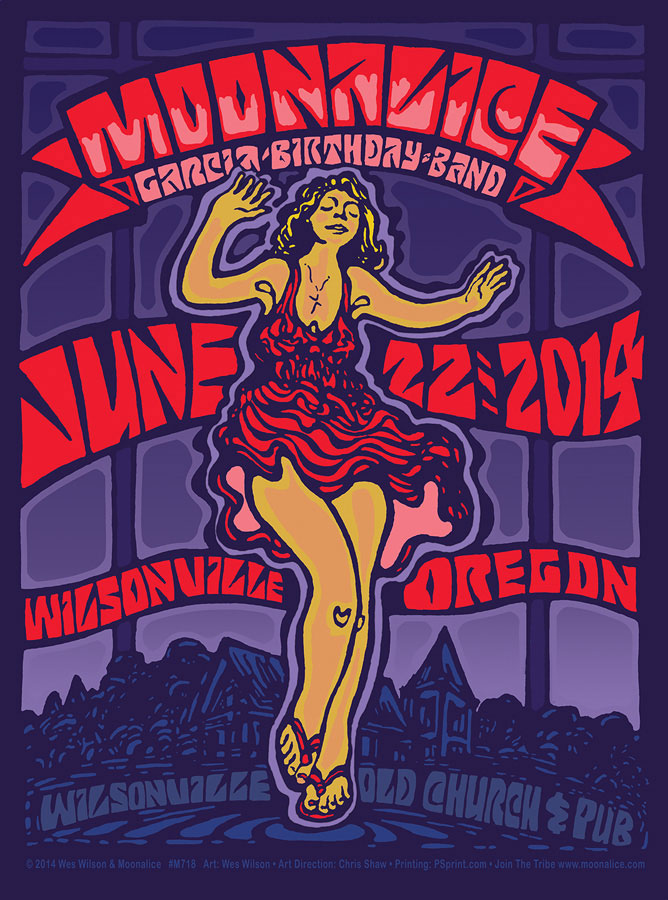 M718 › 6/22/14 Wilsonville Old Church & Pub, Wilsonville, OR poster by Wes Wilson