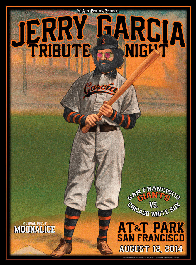 M740 › 8/12/14 Jerry Garcia Tribute Night at AT&T Park, San Francisco, CA (Ballpark Edition) poster by Chris Shaw
