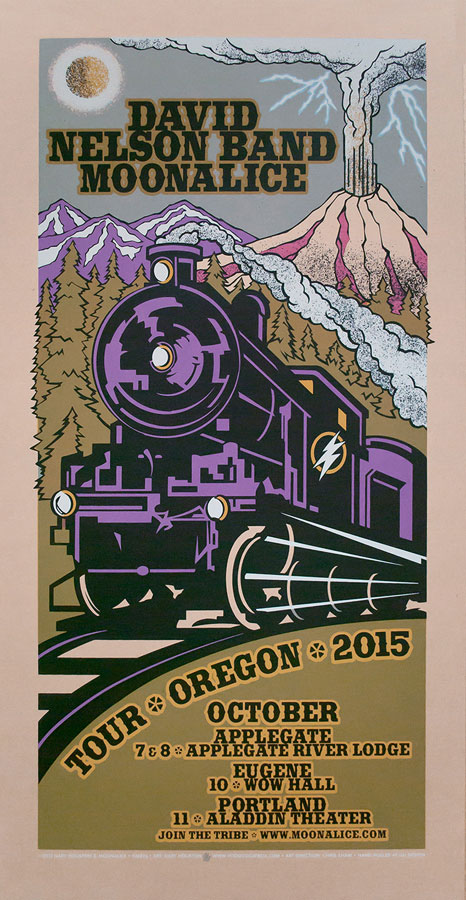 M876 › Oregon Fall Tour 2015 silkscreen poster by Gary Houston with David Nelson Band