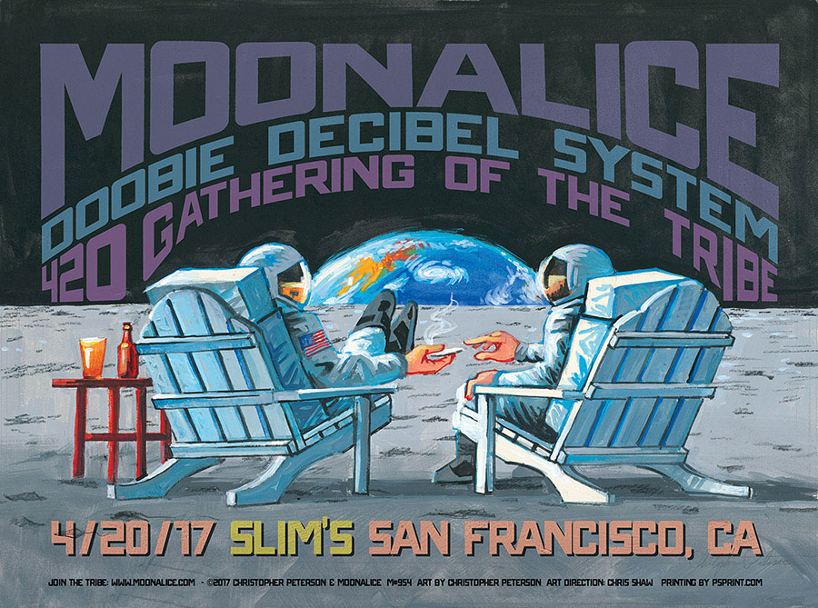 M954 › 4/20/17 420 Gathering of the Tribe, Slim's, San Francisco, CA poster by Christopher Peterson with Doobie Decibel System