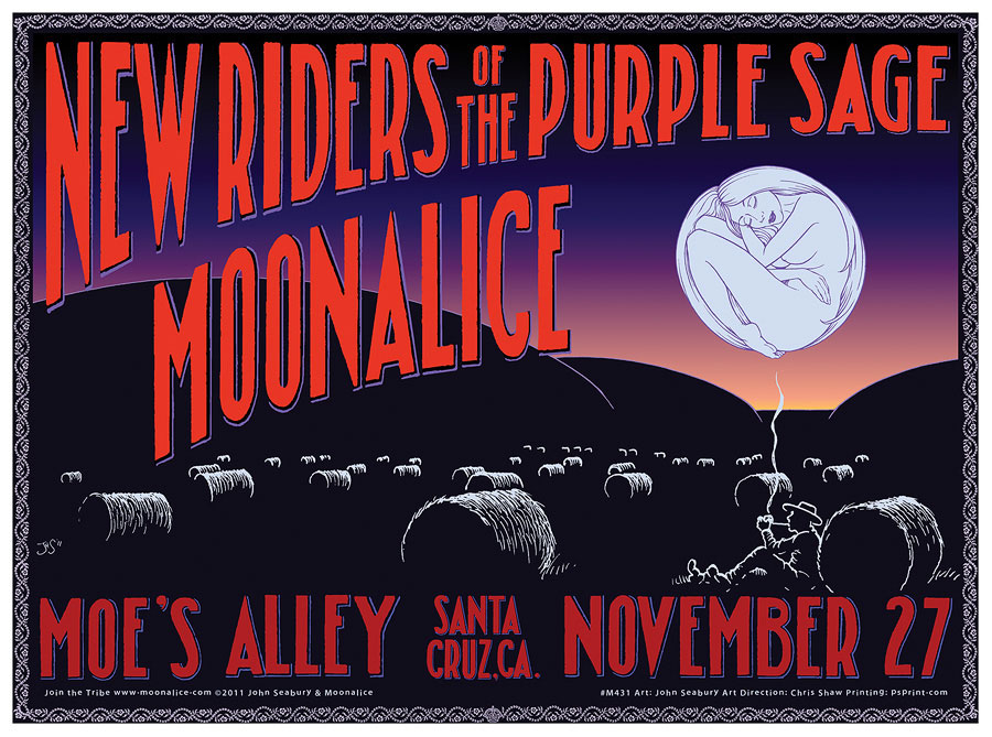 M431 › 11/27/11 Moe’s Alley, Santa Cruz, CA poster by John Seabury with New Riders of the Purple Sage