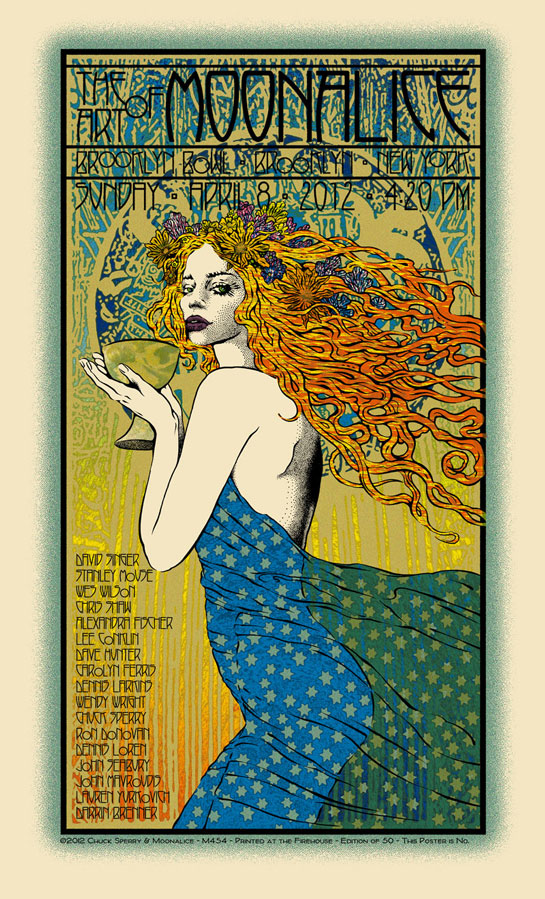 M454 › 4/8/12 The Art of Moonalice at Brooklyn Bowl, Brooklyn, NY silkscreen poster by Chuck Sperry