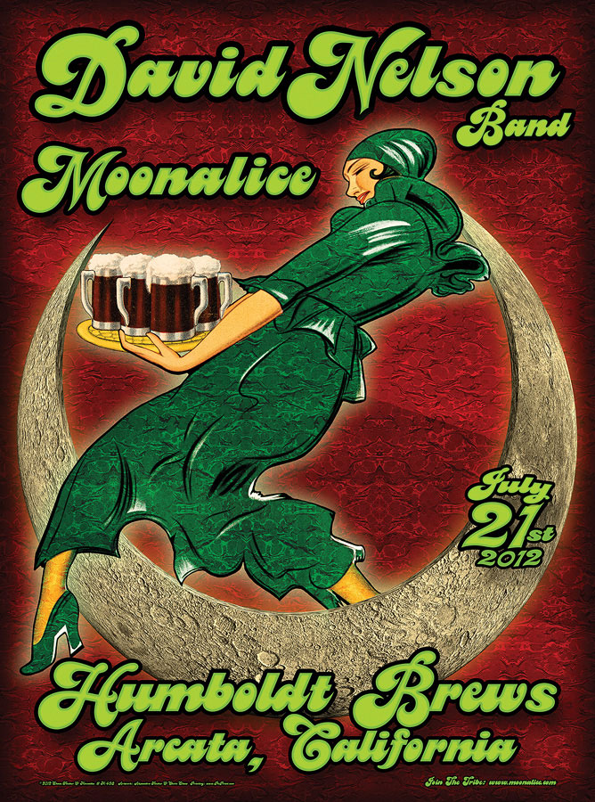 M498 › 7/21/12 Humboldt Brews, Arcata, CA poster by Chris Shaw & Alexandra Fischer with David Nelson Band