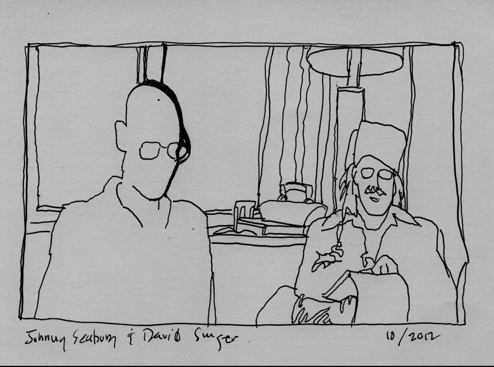 drawing of John Seabury and David Singer by Wes Wilson