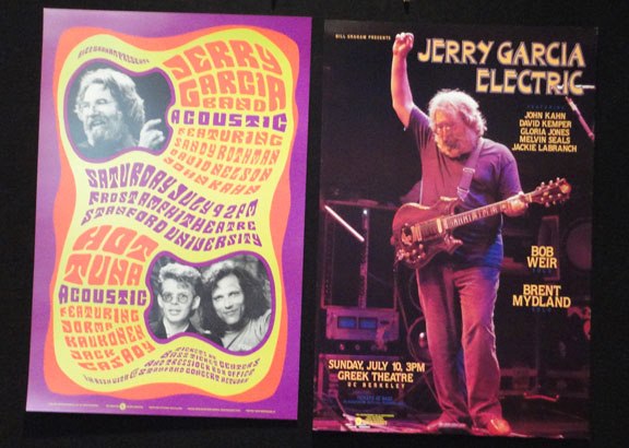 Two Jerry Garcia posters from the same weekend in July 1988 – Greek Theater and Frost Amphitheater.