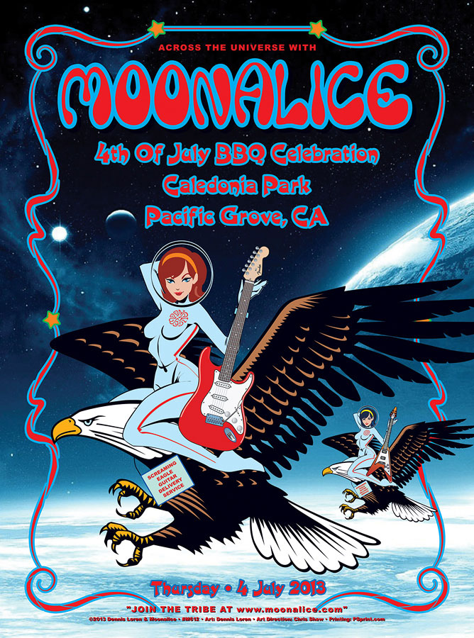 7/4/13 Moonalice poster by Dennis Loren
