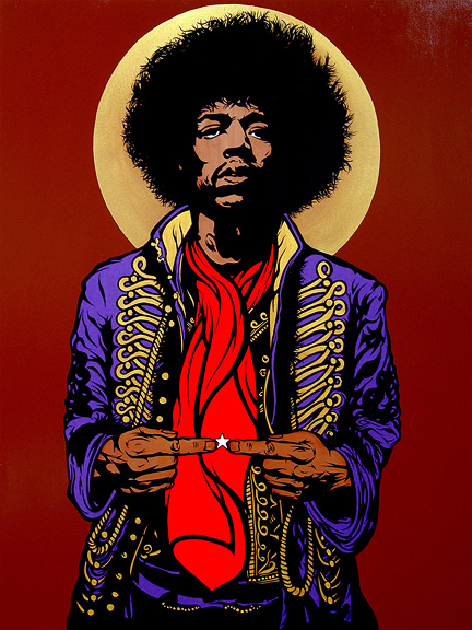Jimi Hendrix Icon painting by Chris Shaw, 2010