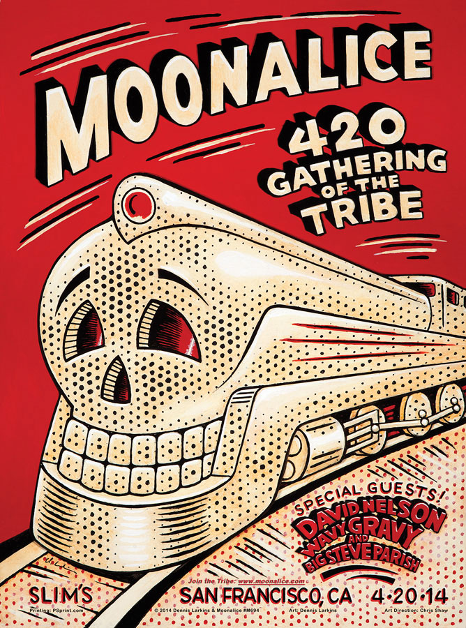 M694 › 4/20/14 420 Gathering of the Tribe at Slim's, San Francisco, CA poster by Dennis Larkins