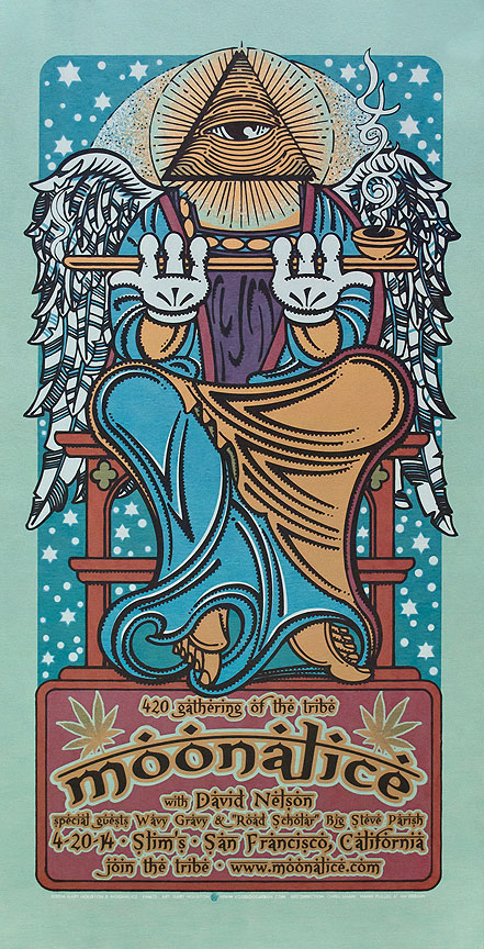 4/20/14 Gathering of the Tribe at Slim's, San Francisco, CA silkscreen poster by Gary Houston