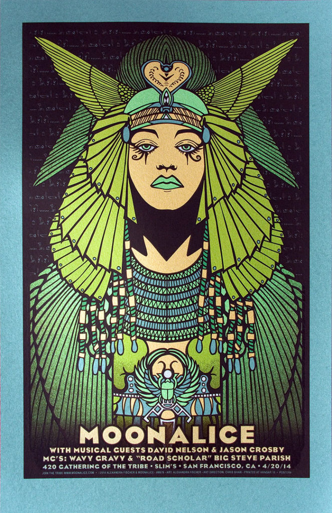 Moonalice 420 screen printed poster (M676 - Blue-Green Variant) by Alexandra Fischer