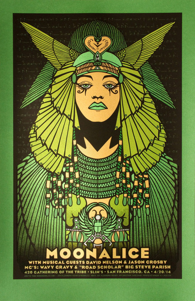 Moonalice 420 screen printed poster (M676 - Green Variant) by Alexandra Fischer