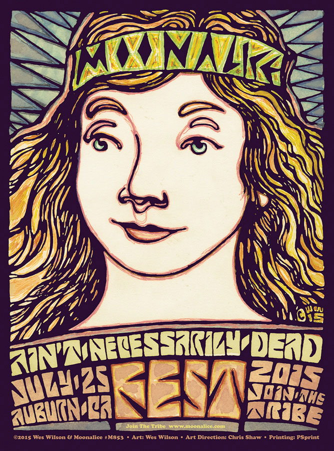 M853 › 7/25/15 Ain't Necessarily Dead Fest, Auburn, CA poster by Wes Wilson