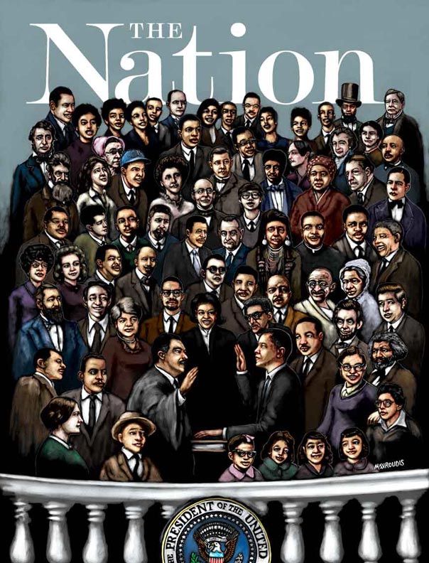 The Nation, Obama Inauguration issue, 2009 illustration by John Mavroudis.