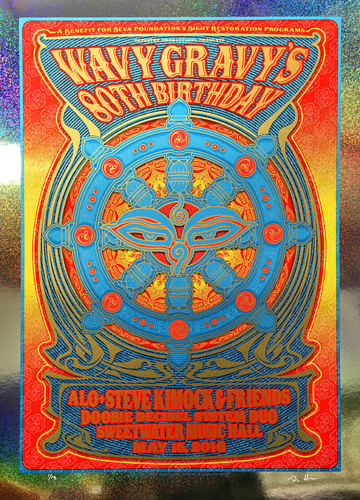 R62 › 5/15/16 Sweetwater Music Hall, Mill Valley, CA poster by Dave Hunter (Microdot Rainbow Foil Variant)