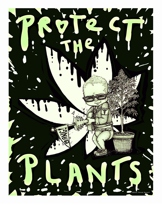 Protect the Plants poster by Jennaé Bennett, 2016.