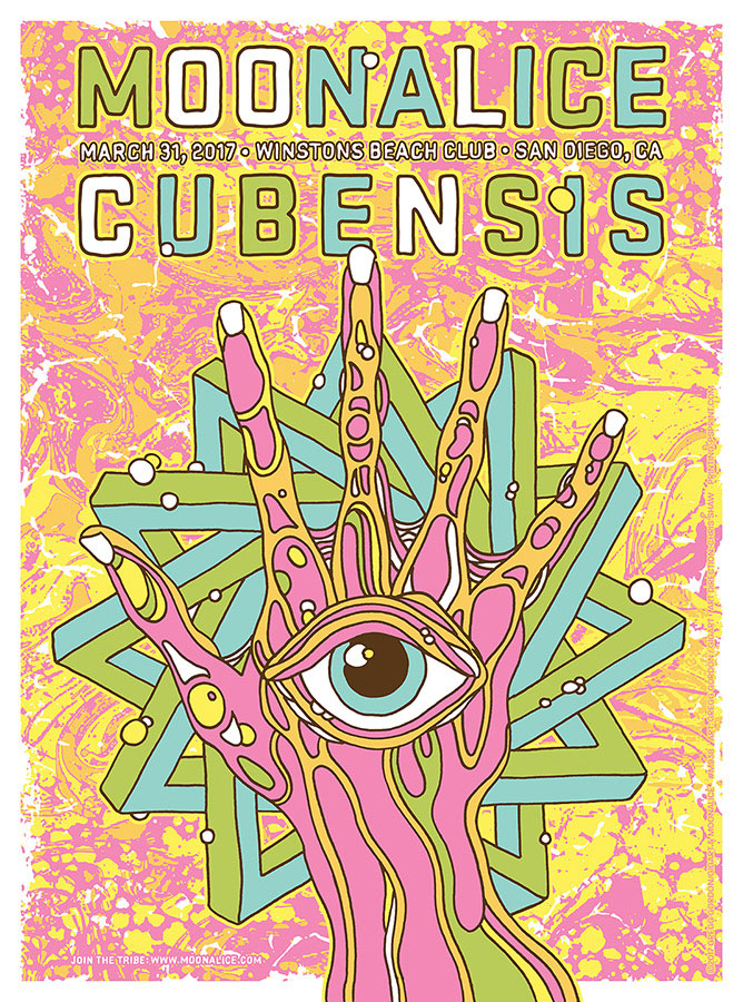 M938 › 3/31/17 Winston's, San Diego, CA poster by Gregg Gordon with Cubensis