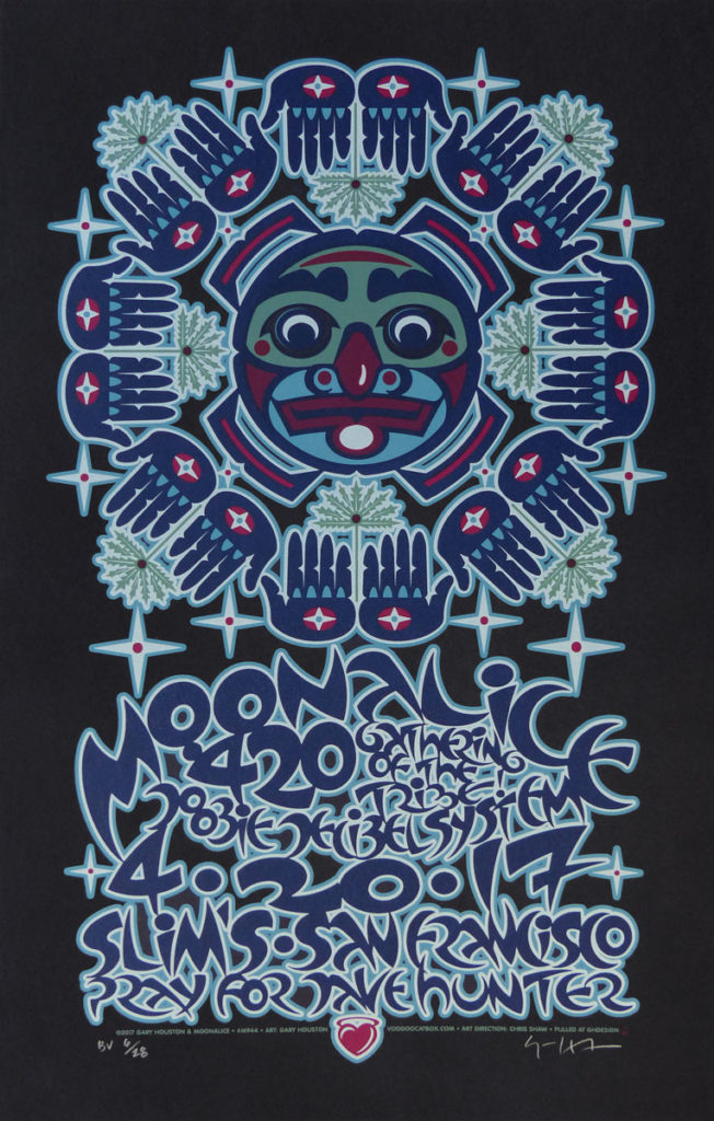 M944 ♦ 4/20/17 420 Gathering of the Tribe, Slim's, San Francisco, CA silkscreen poster by Gary Houston - Black Variant edition of 28