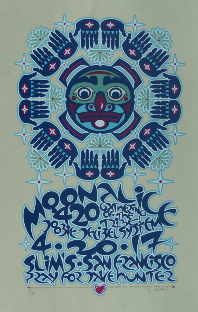 M944 ♦ 4/20/17 420 Gathering of the Tribe, Slim's, San Francisco, CA silkscreen poster by Gary Houston - Green Regular edition of 115