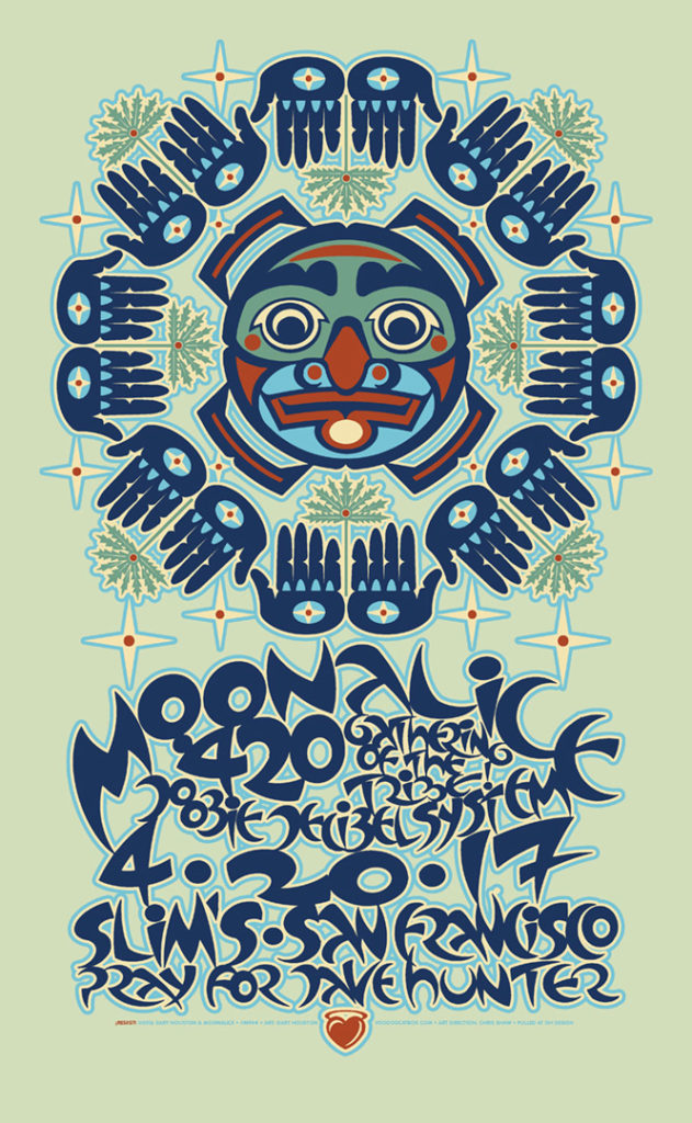M944 › 4/20/17 420 Gathering of the Tribe, Slim's, San Francisco, CA silkscreen poster by Gary Houston with Doobie Decibel System