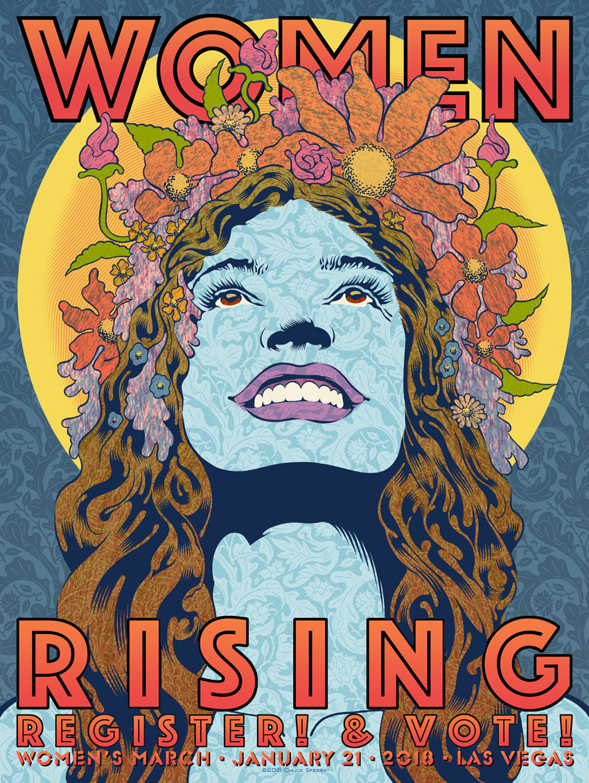 “Women Rising” for Women’s March 2018 poster by Chuck Sperry (front)