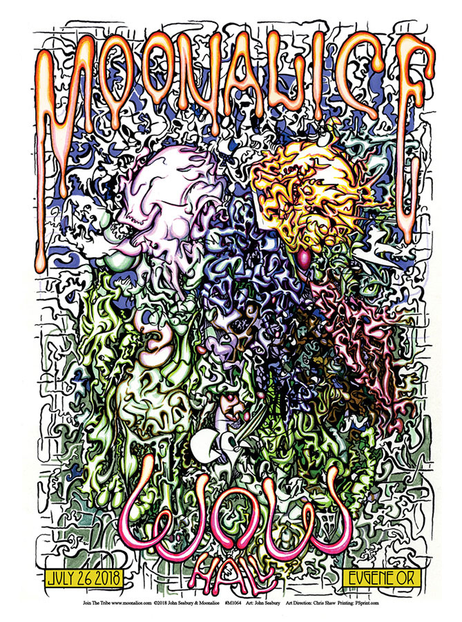 M1064 › 7/26/18 Wow Hall, Eugene, OR poster by John Seaburyy Carolyn Ferris
