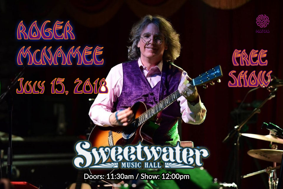 Sunday July 15, 2018 FREE Show with Roger McNamee of Moonalice (solo)