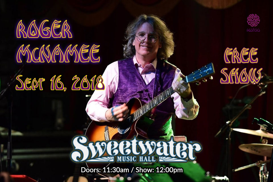 Sunday September 16, 2018 FREE Show with Roger McNamee of Moonalice (solo)