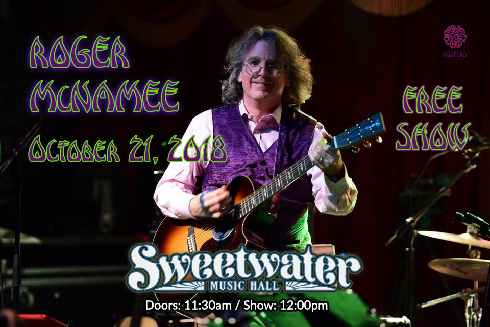 Sunday October 21, 2018 FREE Show with Roger McNamee of Moonalice (solo)