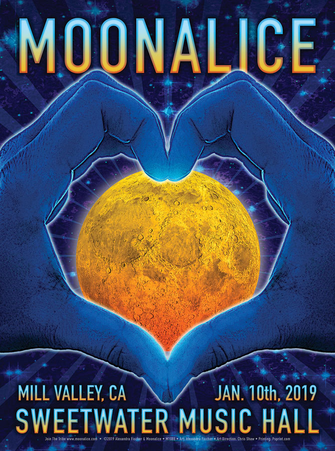 M1088 › 1/10/19 Sweetwater Music Hall, Mill Valley, CA Moonalice poster by Alexandra Fischer