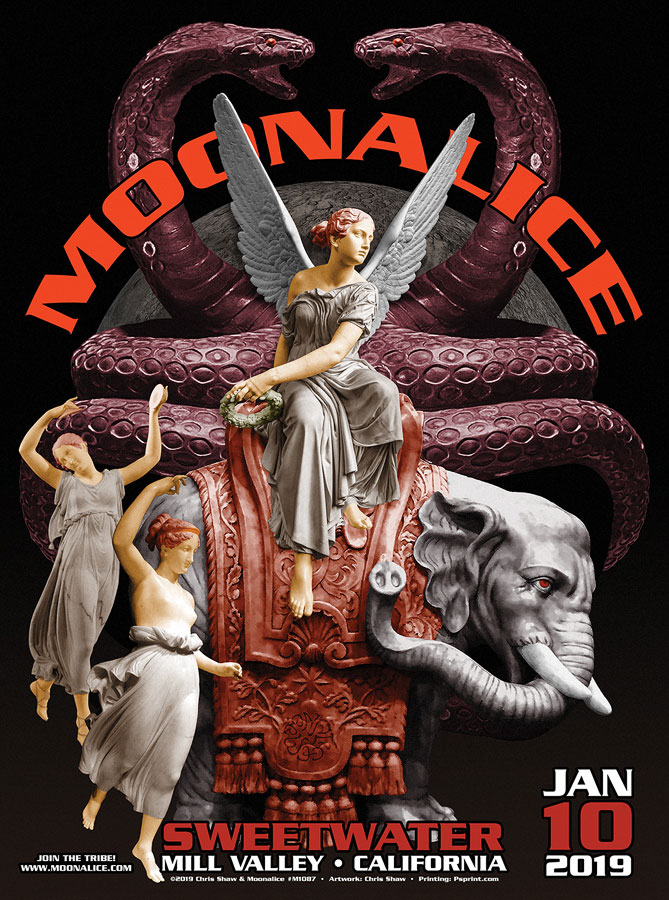 M1087 › 1/10/19 Sweetwater Music Hall, Mill Valley, CA Moonalice poster by Chris Shaw
