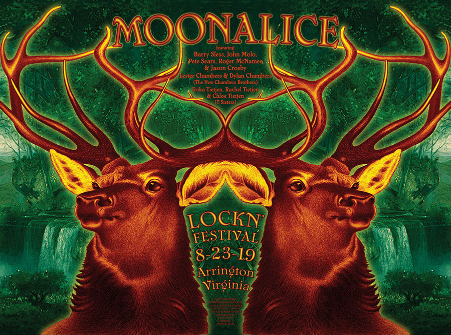 M1138 › 8/23/19 LOCKN' Festival, Arrington, VA poster by Alexandra Fischer with The New Chambers Brothers, T Sisters