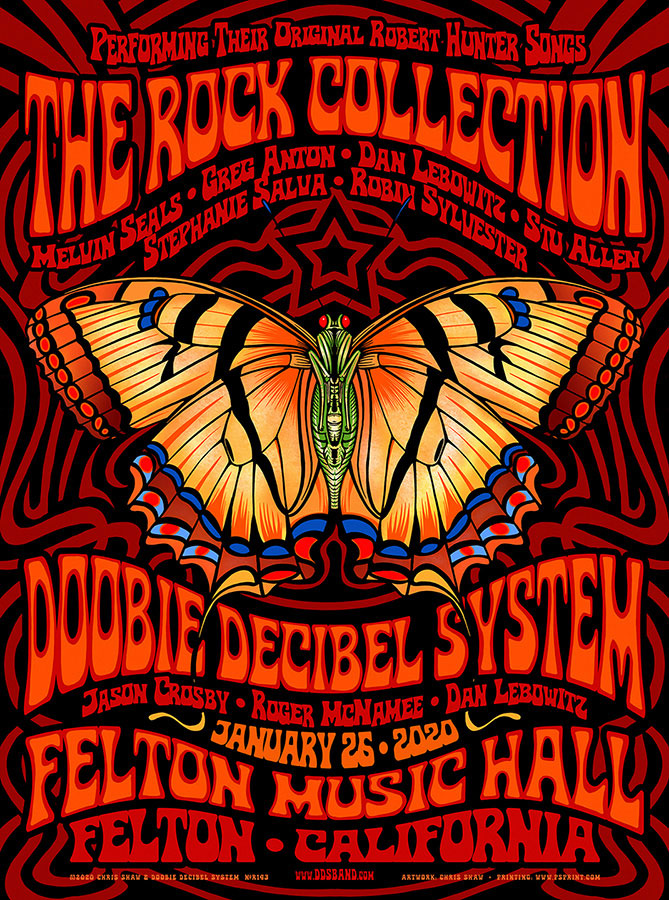 R143 › DDS 1/26/20 Felton Music Hall, San Rafael, CA poster by Chris Shaw