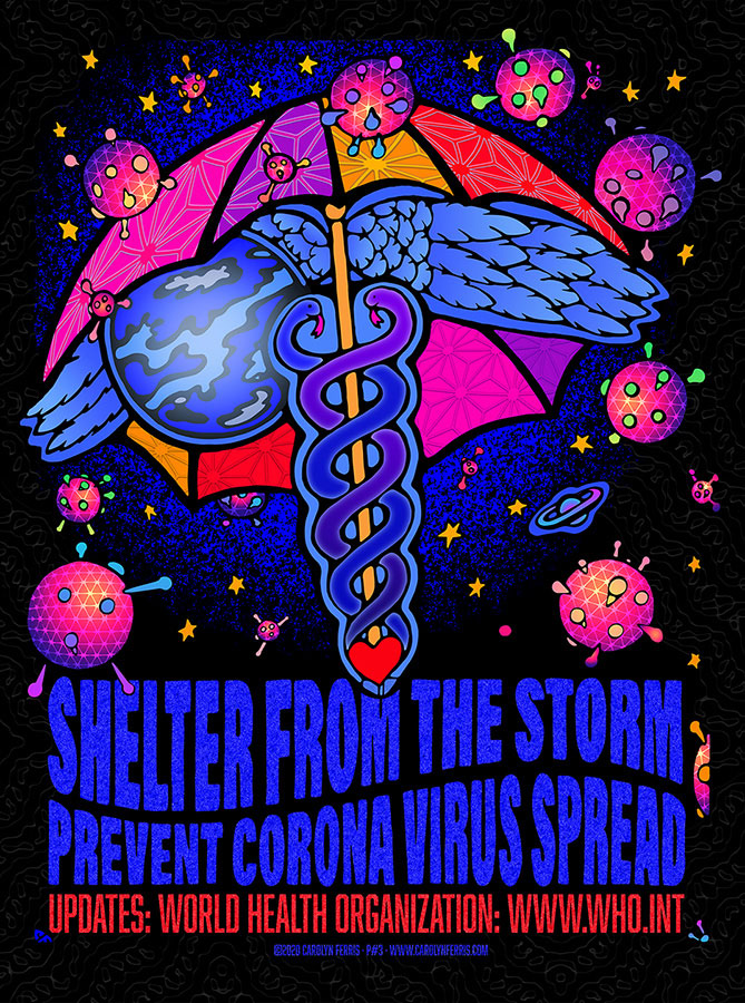 Corona Virus 2020 art poster by Carolyn Ferris