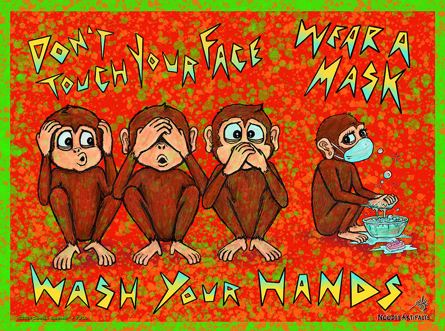 P16 › 5/11/20 Coronavirus poster by Jennaé Bennett - Don't Touch Your Face, Wear A Mask, Wash Your Hands