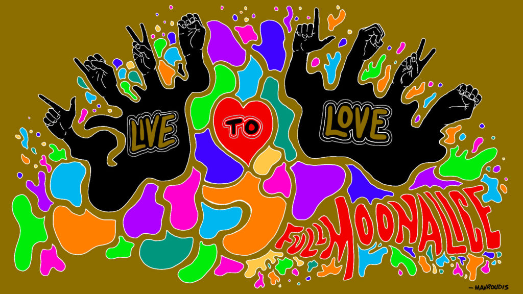 Full Moonalice “Live to Love” art by John Mavroudis
