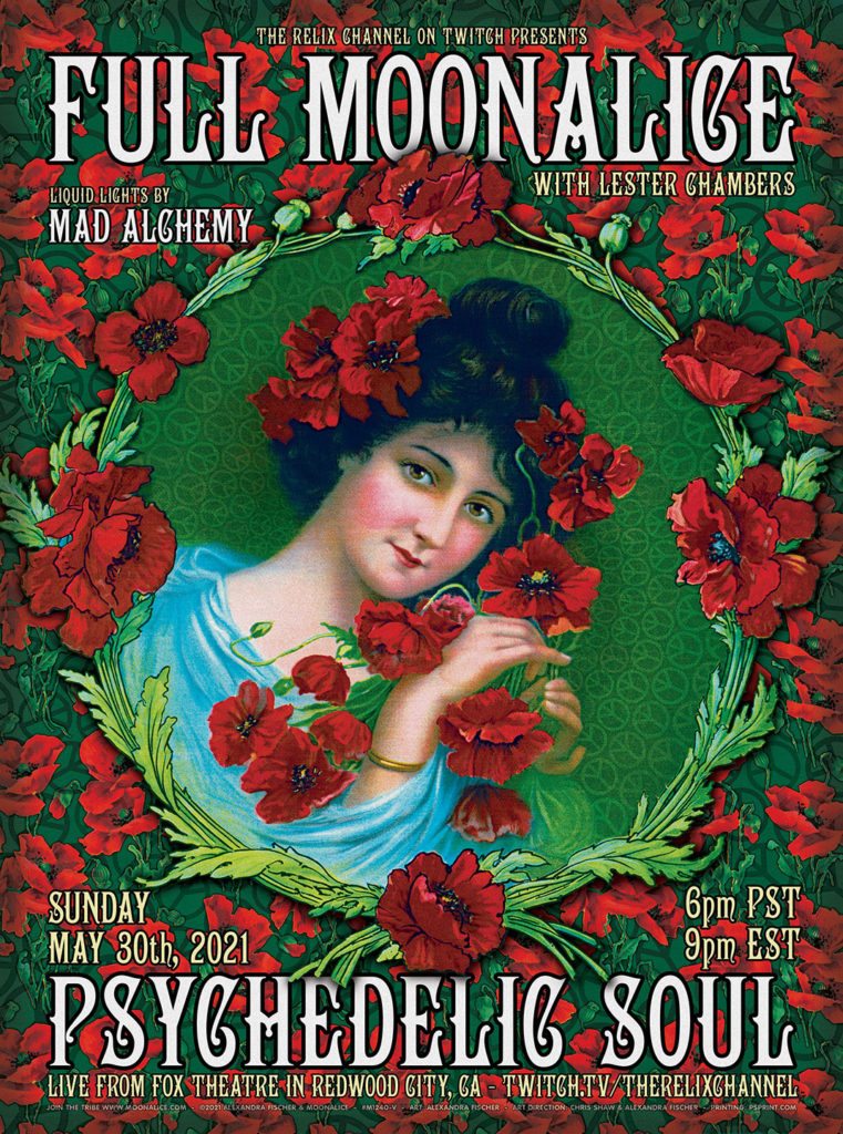 M1240V › Full Moonalice 5/30/21 Fox Theatre, Redwood City, CA poster by Alexandra Fischer