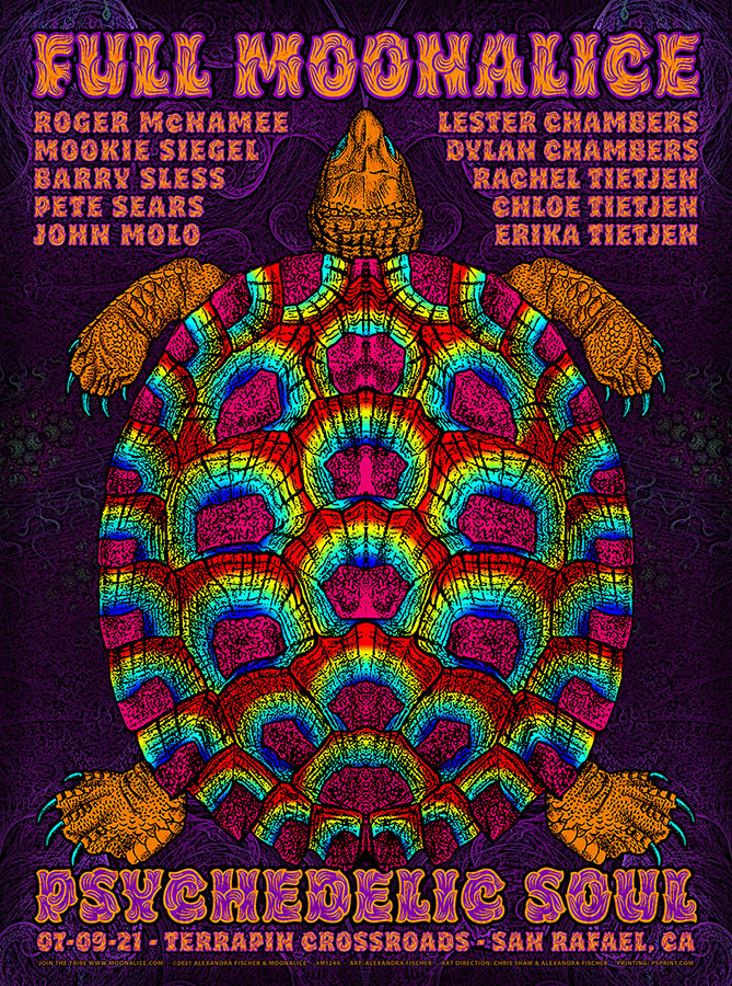 M1244 › Full Moonalice 7/9/21 Psychedelic Soul, Terrapin Crossroads, San Rafael, California poster by Alexandra Fischer