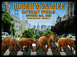 R170V › Roger McNamee 10/2/21 Saturday Stream, Howling Moon Studio, Woodside, California poster by Alexandra Fischer