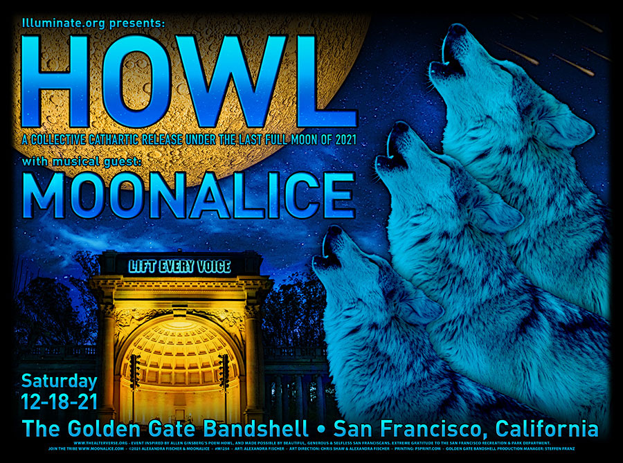 M1254 › Moonalice 12/18/21 Golden Gate Park Bandshell, San Francisco, California poster by Alexandra Fischer